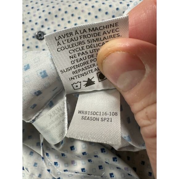 WRK 4 Way Stretch Performance Long Sleeve Button Up Geometric Print Size 16 Lrg - Picture 8 of 14